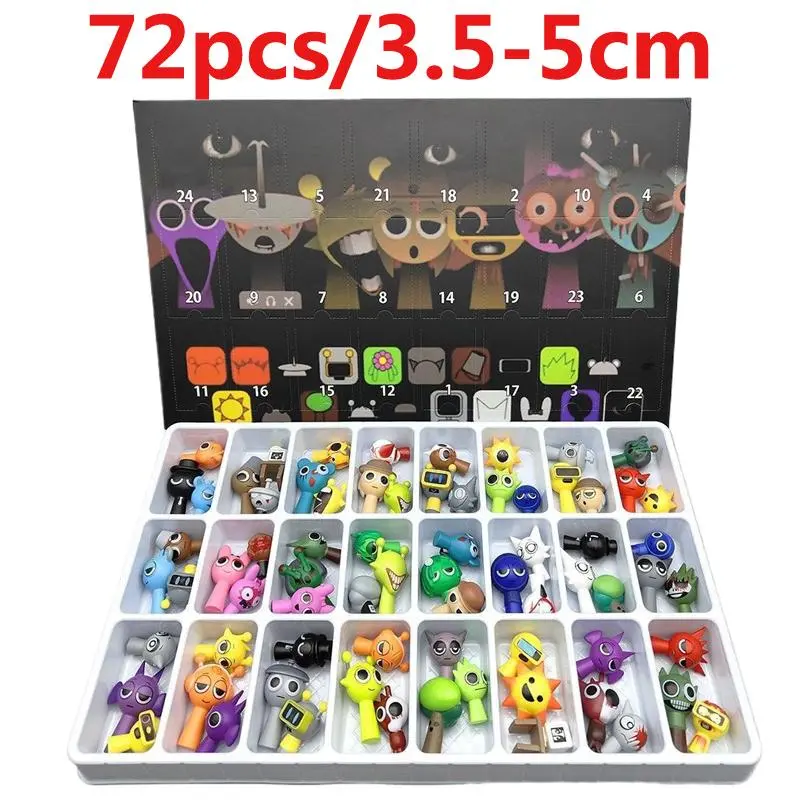 24pcs/48pcs/72pcs Sprunki Figures Sprunky Game Figuras Model Juguete 4cm Mini Size PVC Sprunky Figurine Toys Boys Set
