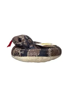 Snake Plushie - 5.5" Rattlesnake Plush in Rich Brown with Dark Accents Coiled Body Scales for School Spirit Gear