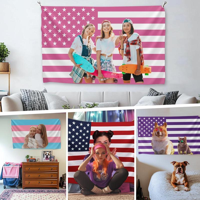 Custom Pink America Flag 3X5 Ft Personalized Flags Design Your Image Funny Tapestry Poster For Decorate Clubs Concerts Bars University Dormitories Living Rooms Bedrooms