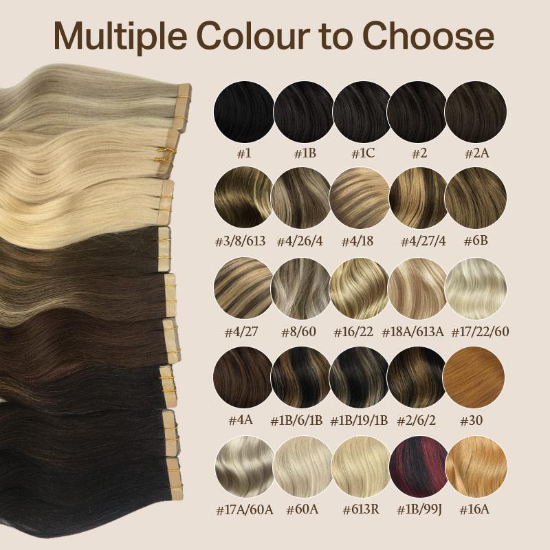 Doores Tape in  Remy Human Hair Extensions Natural Straight 14-24" Length for Everyday Use SpringStatements