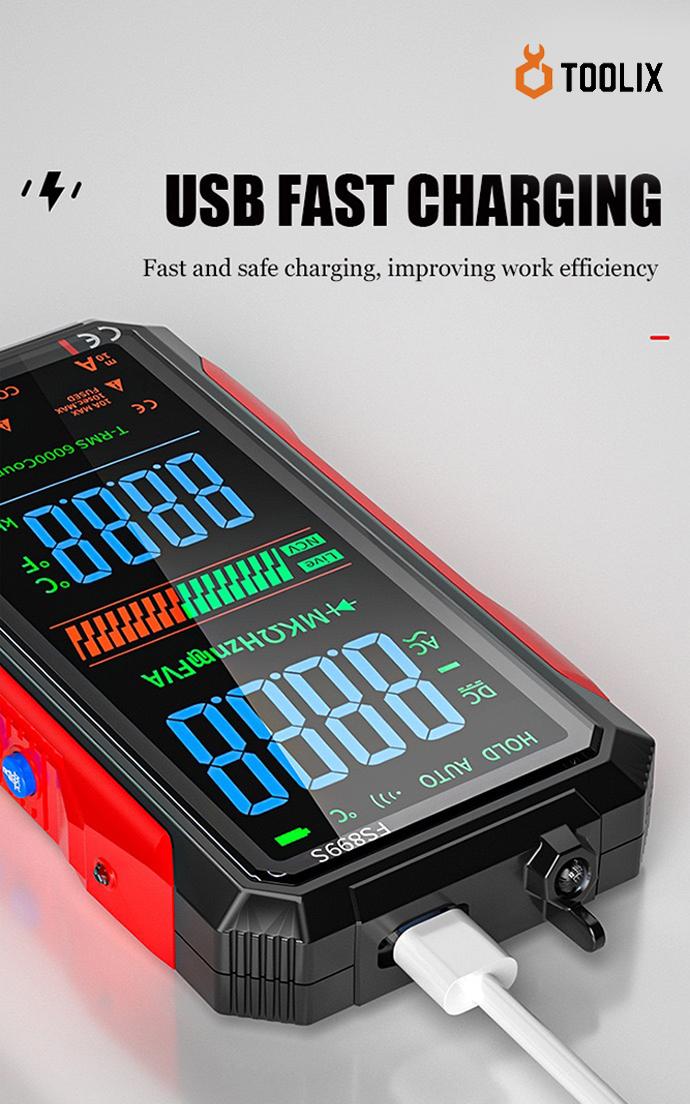 6000 Count True RMS Digital Multimeter with Auto-Ranging – Professional Voltage & Current Tester for Home, Auto, and Industrial Use. TOOLIX.smart digital multimeter,