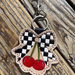 Checkered cherry keychain Checkered cherry keychain