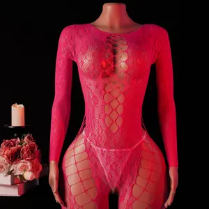 Women's Long Sleeve Mesh Bodystocking - Elegant, Chic See Through Bodices, Sheer Fishnet Lingerie, Comfortable Nightwear, Lingerie for Women, Womenswear Underwear, Sensual Womens Gifts for Anniversary