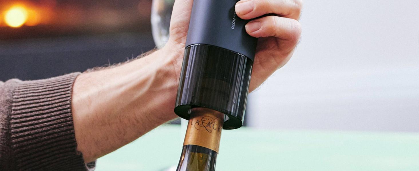 HOTO Electric Wine Opener , Automatic Bottle Opener with Foil Cutter, Uncorks 170+ Bottles, 10s Instant Opening, Battery Operated, Lightweight & Portable, Ideal for Wine Lovers, Kitchen Utensils