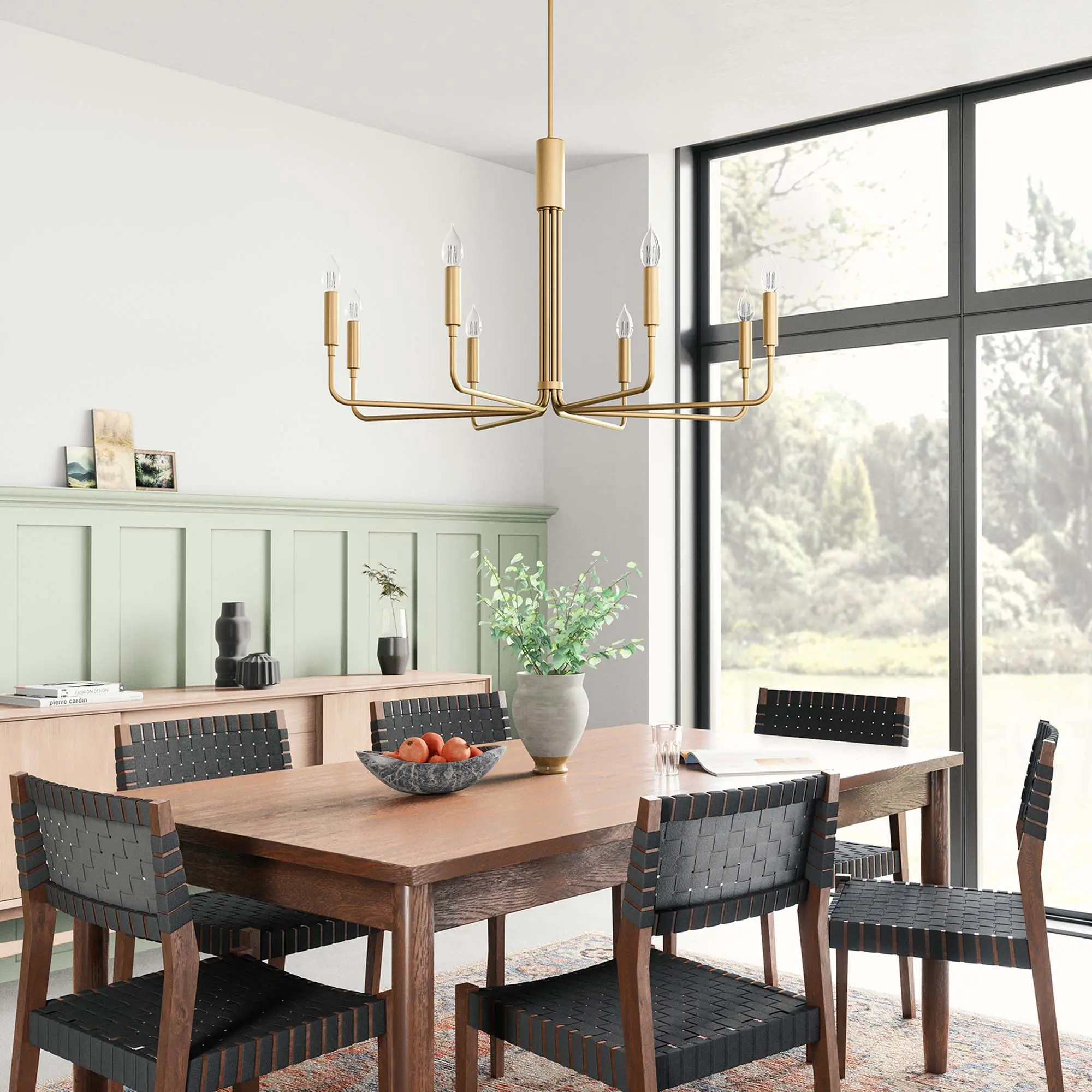 Modway Rekindle 8-Light Chandelier in Satin Brass