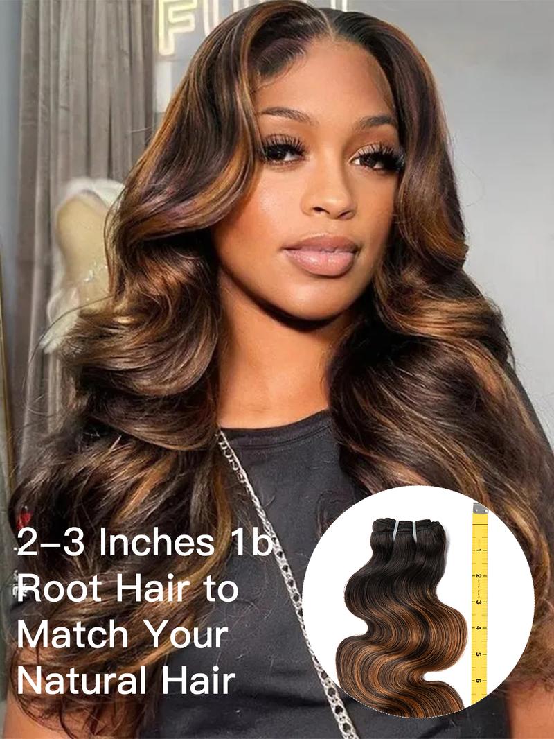 [Wequeen] Pre Colored Highlight Body Wave Human Hair Bundles Brazilian Quick Weave Budget Friendly Viral Hair Bundles Valentine Gifts