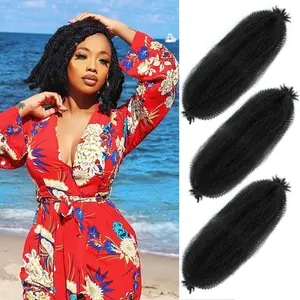 1b Black Afro Twist Hair 16 Inch 3 Packs, Springy Afro Twist Hair Pre Fluffed Spring Twist Hair Pre Stretched Wrapping Hair for Soft Locs Hair Extensions