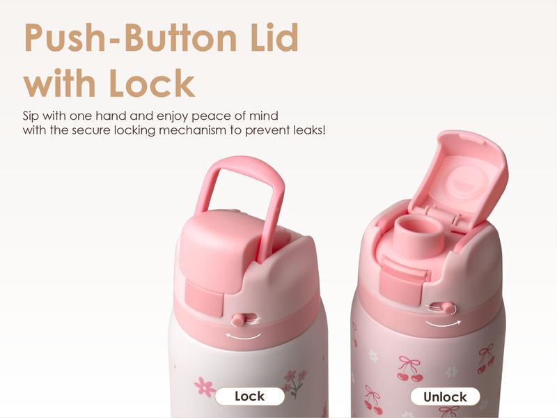 Sandjest 32oz Water Bottle with Push-button Lid, Vacuum Stainless Steel Insulated Drinkware, Travel Outdoor Sports Camping Birthday Christmas Gift