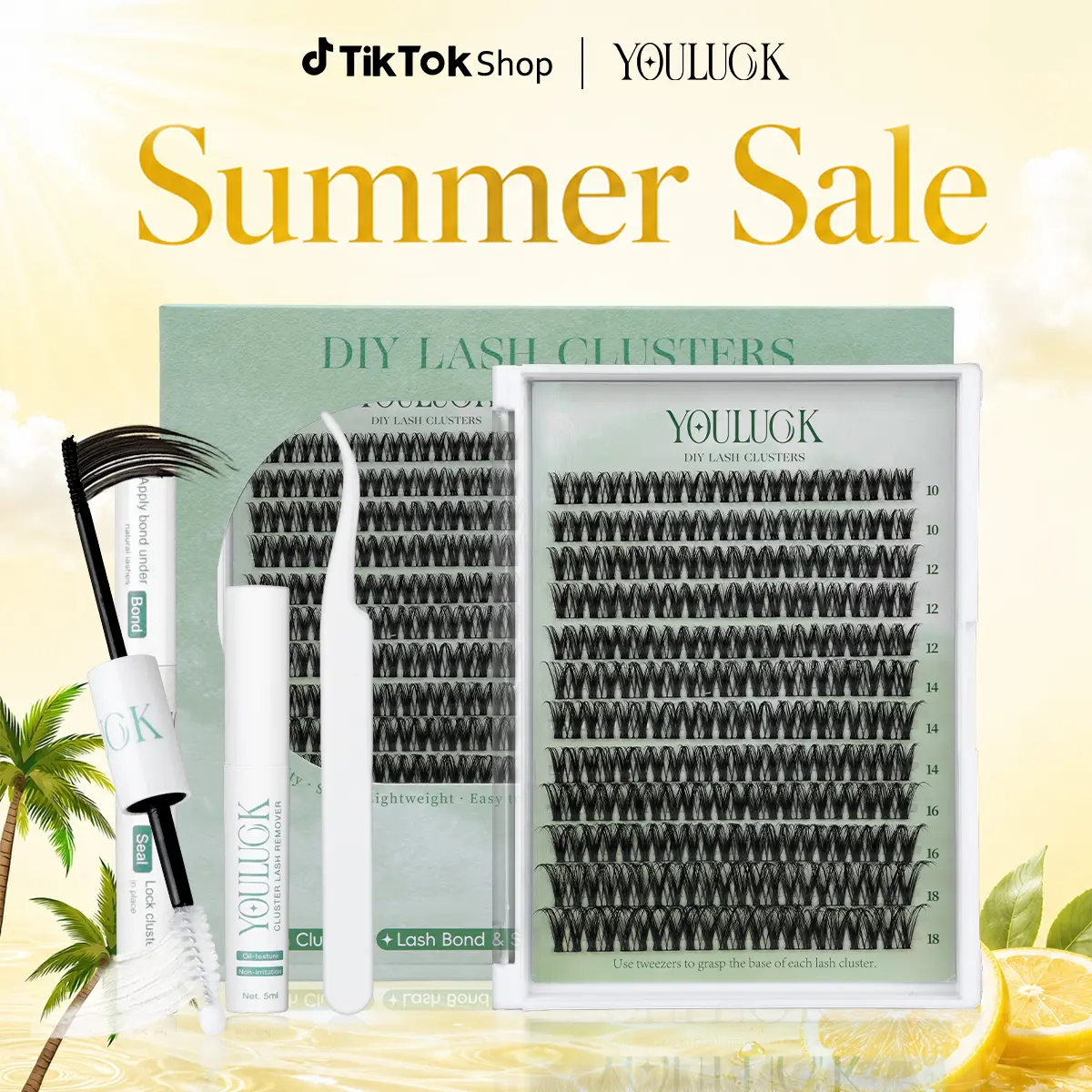 Velvet Touch | YOULUCK Lash Clusters Waterproof Long-Lasting Individual Eyelash Extensions with Ultra-Thin Band Bond & Sea l& Remover Makeup For Girls Beginner Friendly,back to school