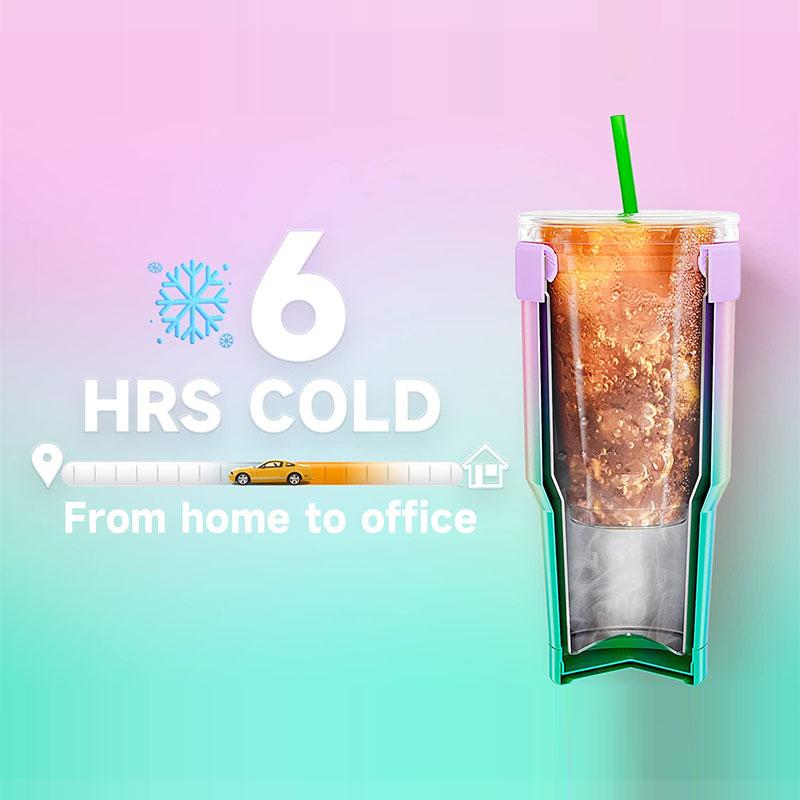 Meoky Double Wall Stainless Steel Iced Coffee Sleeves Reusable Car Cups, One Size Fits All Coffee Sleeves from Starbucks, Dunkin Donuts, McDonalds, One Fits Daily Drinking and Leak Proof