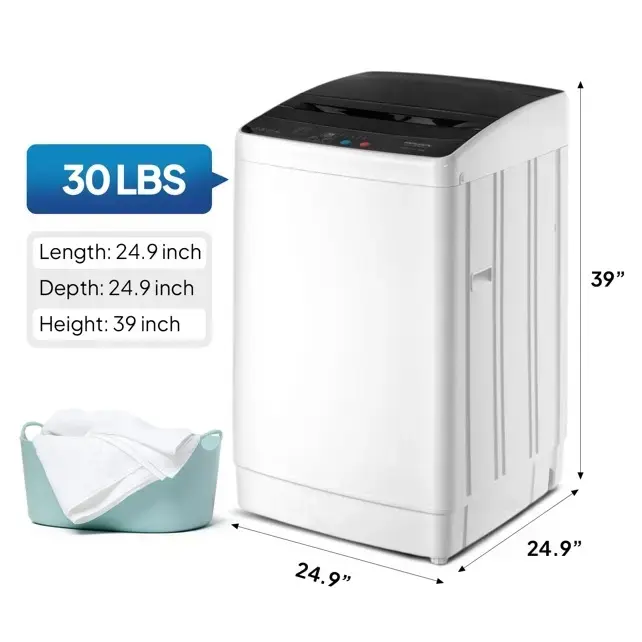 Full-Automatic Washer and Dryer Combo Home Appliance - 17.8/25/30LBS 110V Compact Design, Stainless Steel Drum, 400W Drain Pump, Child Lock, Under 60db Wash, Portable for Apartments, Dorms