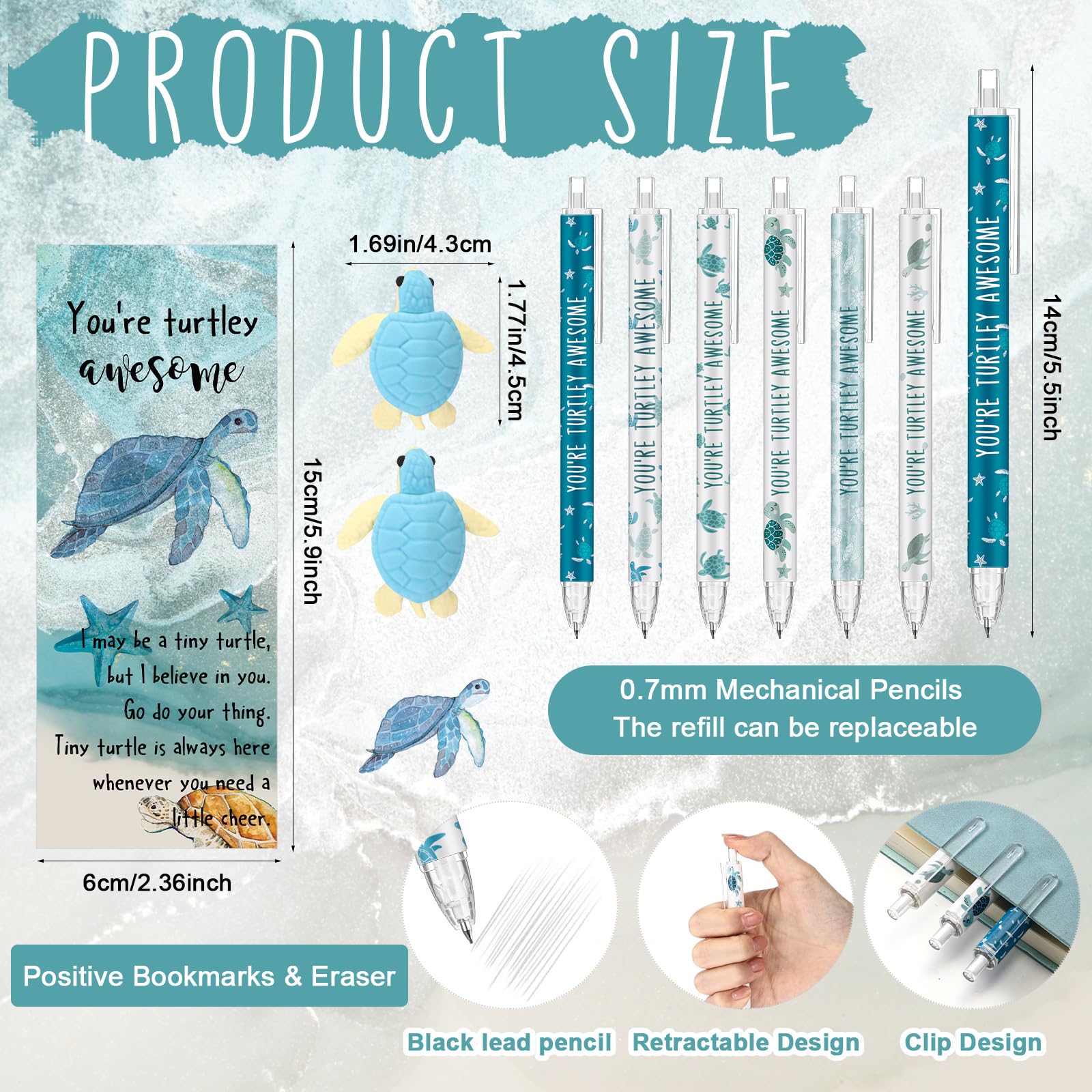 30/60 Sets Inspirational Mechanical Pencils Easter Egg Stuffers Easter Employee Appreciation Gift 0.7mm with Eraser Positive Card Emotional Support Art Material Easter Gift for Student Teacher Office Classroom Prize Supplies Creative Stationery (6 Styles)