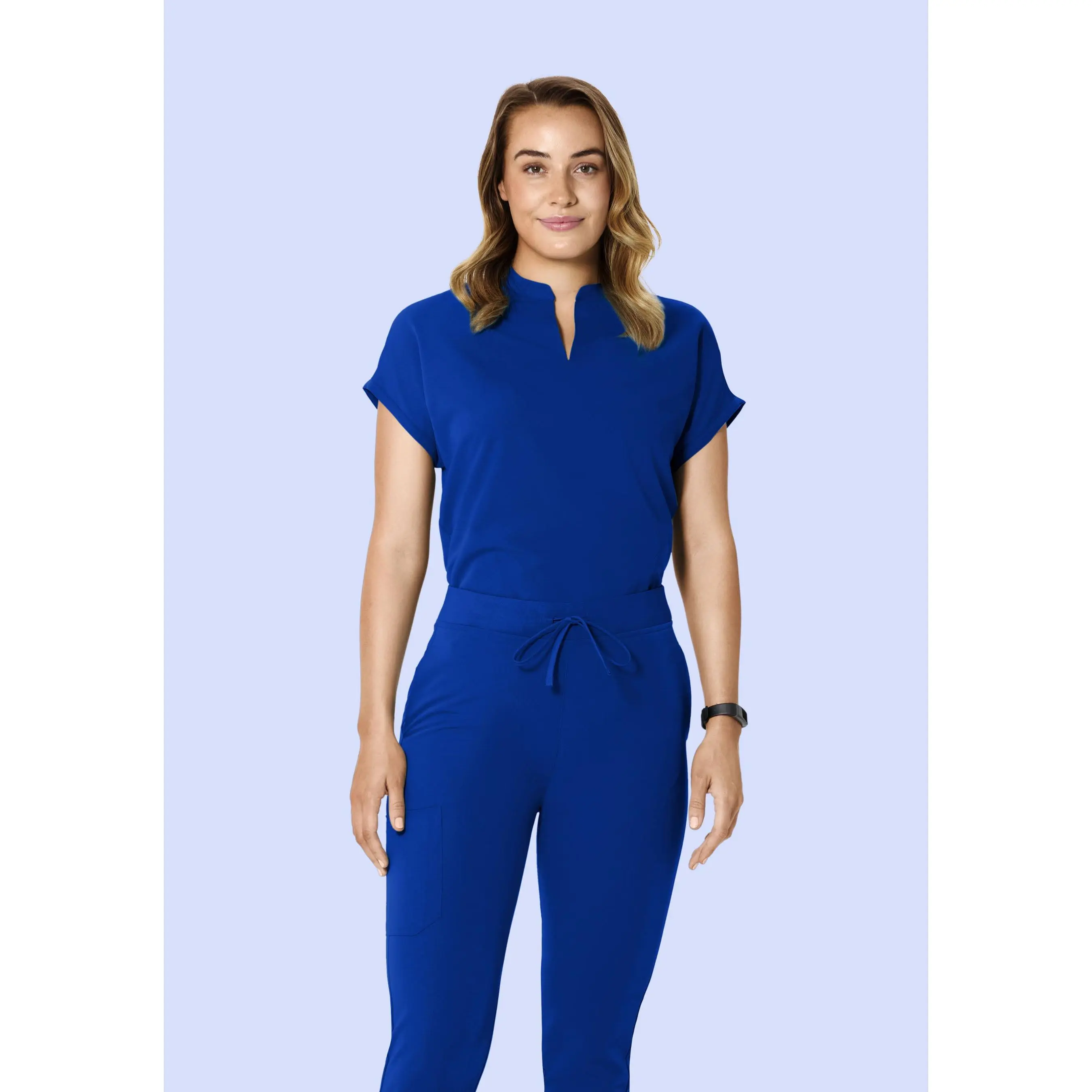 Mandala Scrubs Women's Mandarin Dolman Work Top, Galaxy Blue
