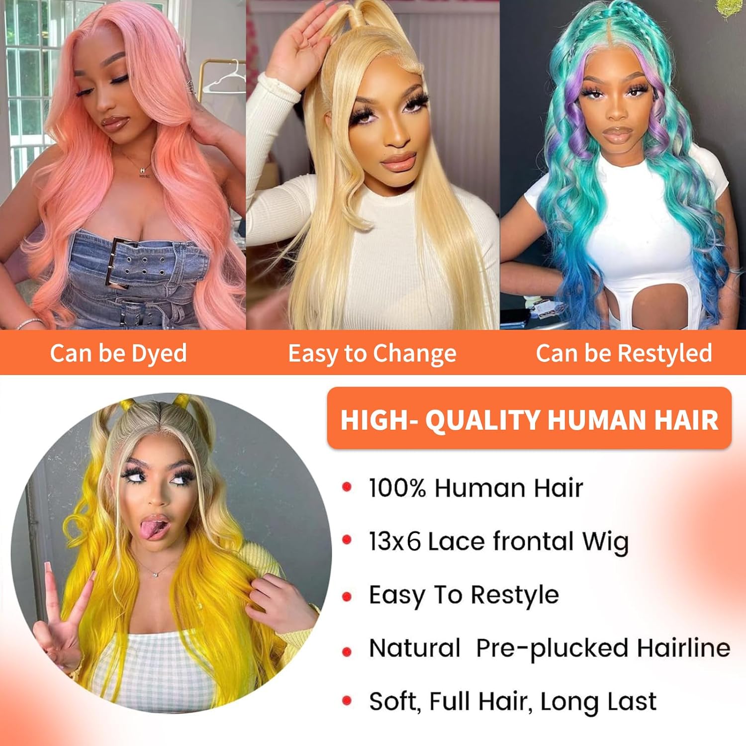 KingSup 613 Blonde Body Wave 100% Human Hair 13x6 HD Lace Front Wig Soft Lightweight Pre Plucked With Baby Hair Super Soft And Natural Looking Breathable Adjustable Strap Comfortable  No Shedding Can Be Dyed Bleached Restyled