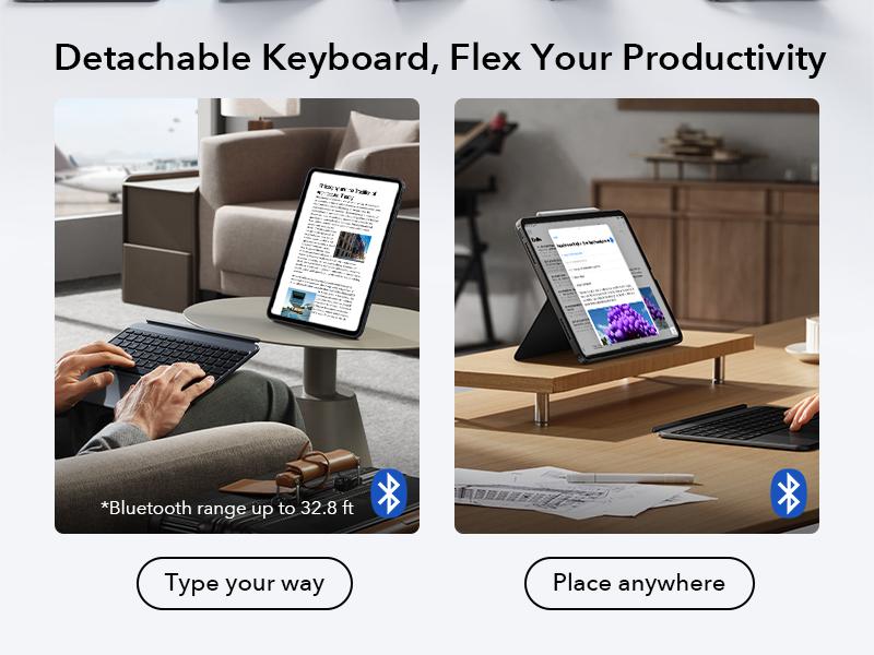 ESR Detachable Keyboard Case for iPad Air 11/13 inch&iPad Pro 11/13 inch, Magnetic Detachable Keyboard, Portrait/Landscape Modes, Large Click-Anywhere Trackpad, Backlit Keys, Shift Series