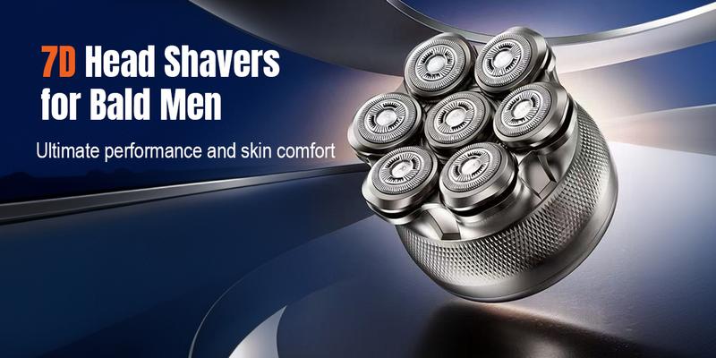 Latest Model 7D Bald Head Shaver, Electric Shaver for Menmagnetic head, IPX7 Waterproof Wet & Dry Shaving, Safe Head Shaver, LED Display, Type-C Charging, Perfect Gift for Dad Him Men smooth shave cordless rechargeable bald head razor Flawless