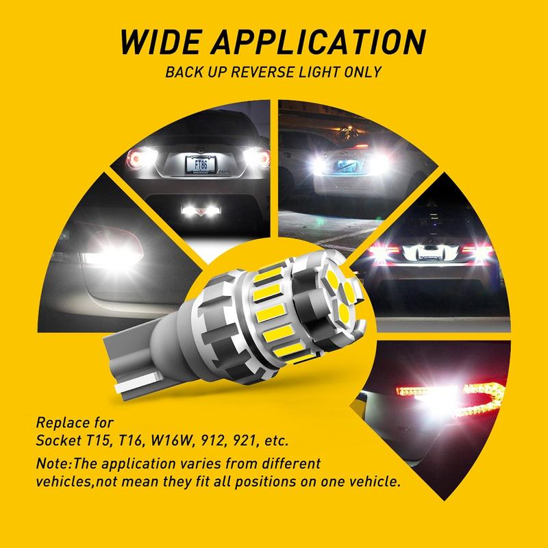 AUXITO 912 921 LED Bulb Reverse Light Bulb 6500k White, 906 922 W16W T15 LED Backup Light Bulb, 2400LM 300% Brighter Mini Size LED Light Bulb, Pack of 2