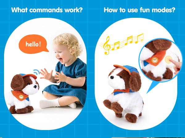 hahaland Interactive Plush Robot Puppy Toy for Kids Voice-Controlled Talking Dog with 12 Commands Singing Dancing Emotional Support Pet Gift for Boys Girls Ages 3+ Cute Valentine's Day Easter Gift for Kids