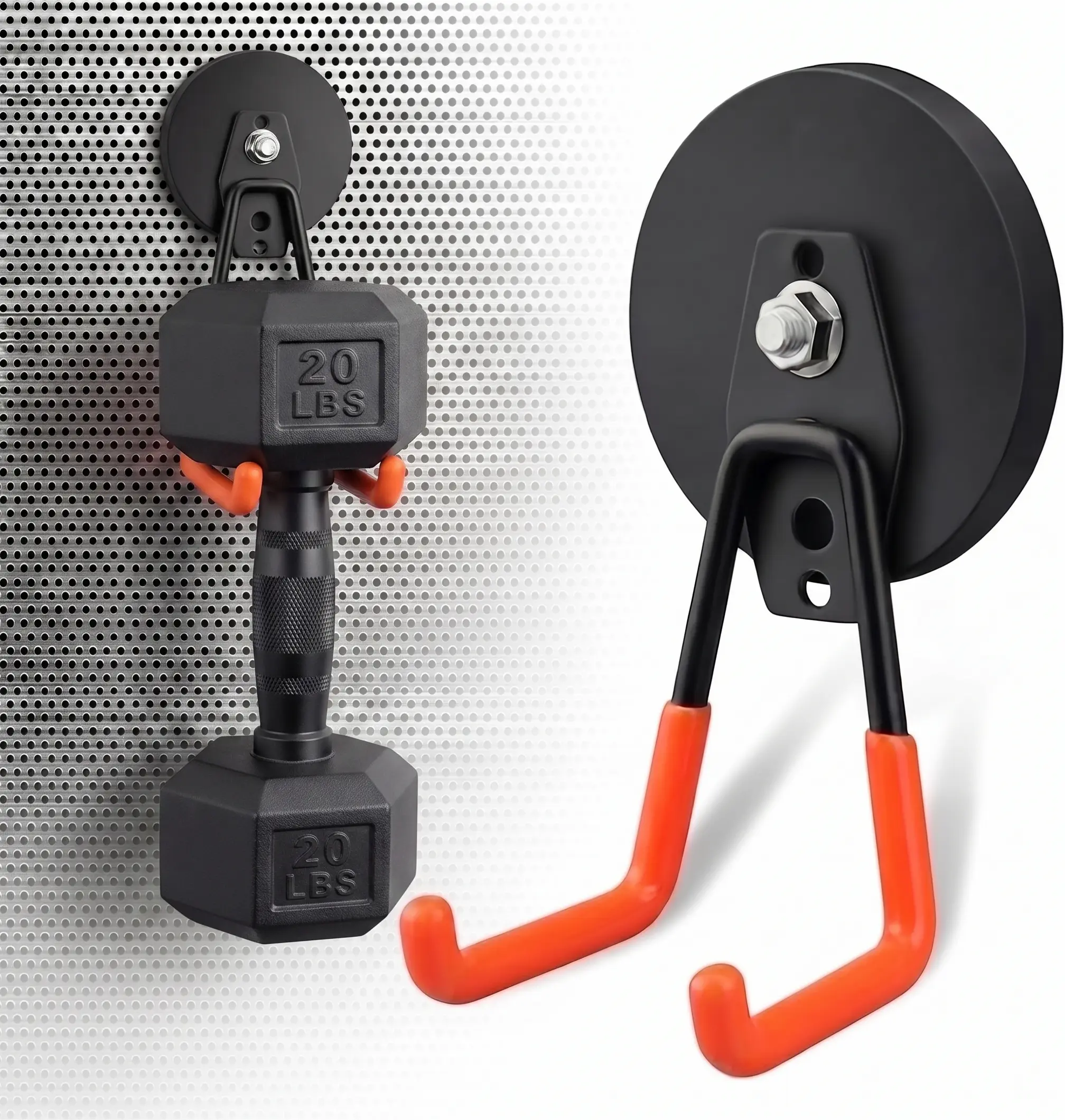 2Pcs Extra Large Heavy Duty Magnetic Hooks, Large Strong Magnet Hooks, Industrial Magnetic Hooks with Anti-Slip Coating, Magnetic Utility Hooks for Garage, Garden Tools Organization