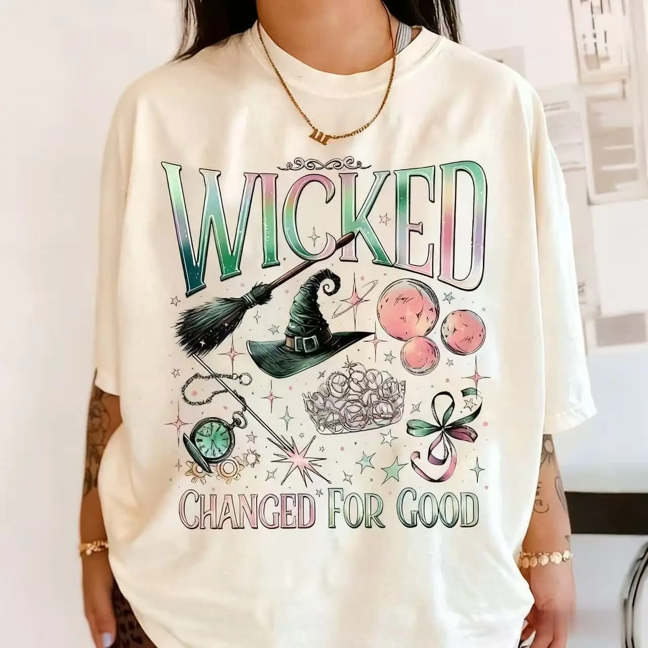 Wicked Musical Graphic T-Shirt for Men, Defy Gravity Print Relaxed Fit Cotton Top, Casual Fan Gift, Tshirt, Cotton Fabric, Casual Wear, Graphic Print, Musical Fan Gift, Crew Neck