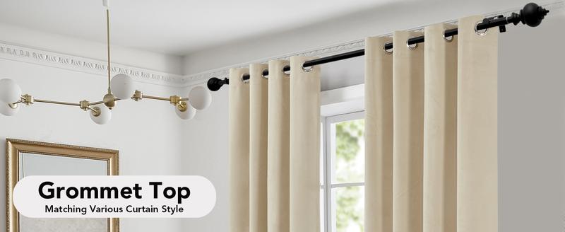 Deconovo Black Curtain Rods for Windows 48 to 84 Inches, Standard Adjustable Decorative Single Window Curtain Rod Set, 3/4 Inch Diameter Steel Tube with Black Finish