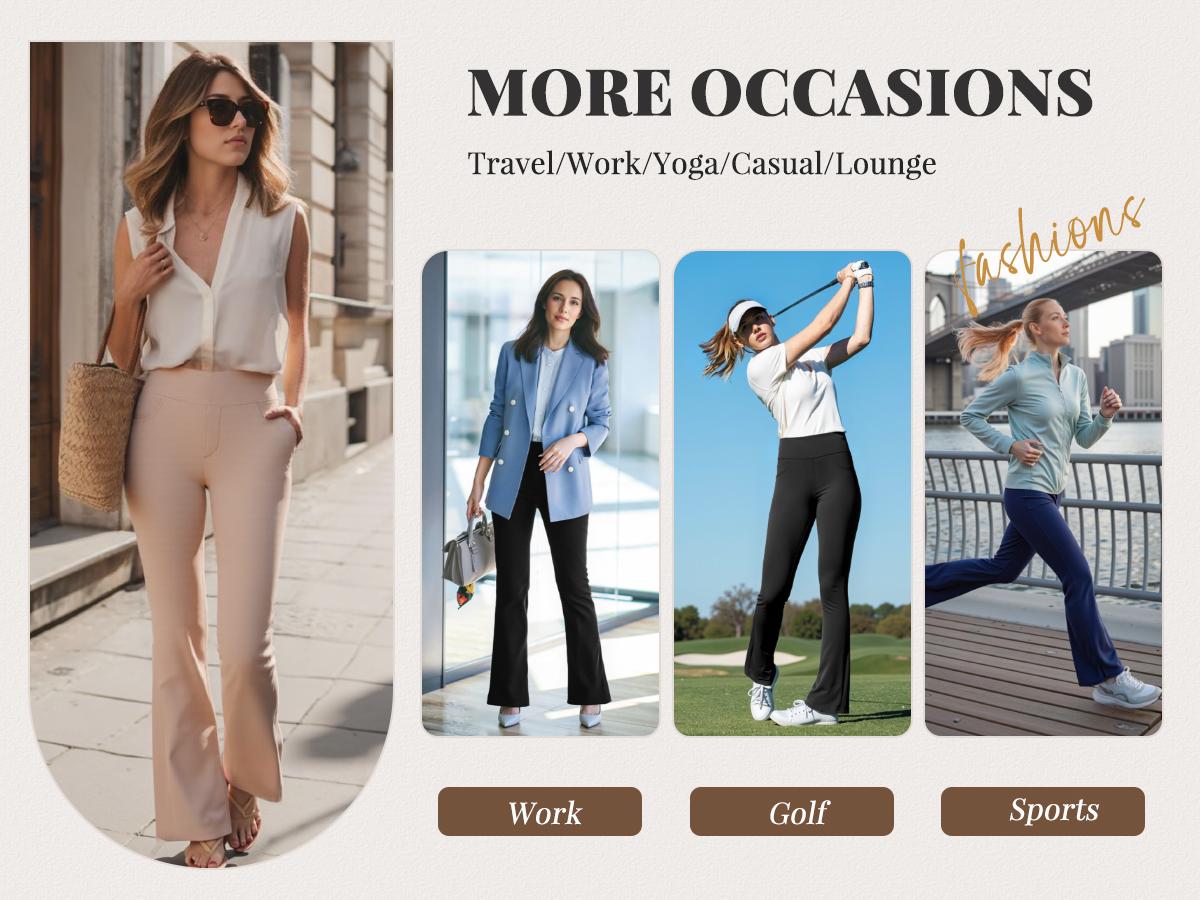 Dlooda Womens Dress Pants Stretchy Work Pants Business Casual Office Trousers Pull On Flare Slacks with 4 Pockets Dlooda Womens Dress Pants Stretchy Work Pants Business Casual Office Trousers Pull On Flare Slacks with 4 Pockets