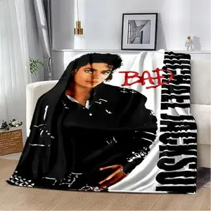 Michael Jackson Retro Printed HD Flannel Blanket - Premium Flannel Material Soft Throw for Home Bedroom Bed Sofa Travel Office Adults Mother's Day Valentine's Day Birthday Christmas Gift
