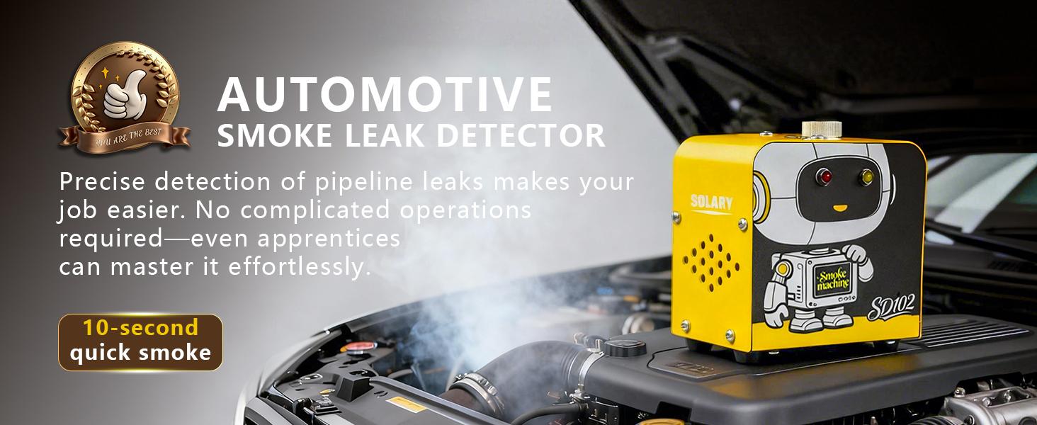 SOLARY SD102 12V Smoke Machine Leak Tester with Built-in Air Pump – EVAP/Vacuum Diagnostic (Smoke Fluid Included)