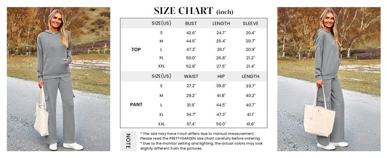PrettyGarden Women's 2 Piece Lounge Sets - Knitted Hoodie, Pullover, Tops, Cargo Pants, Tracksuits for Casual, Active, and Versatile Outfits - Clothes