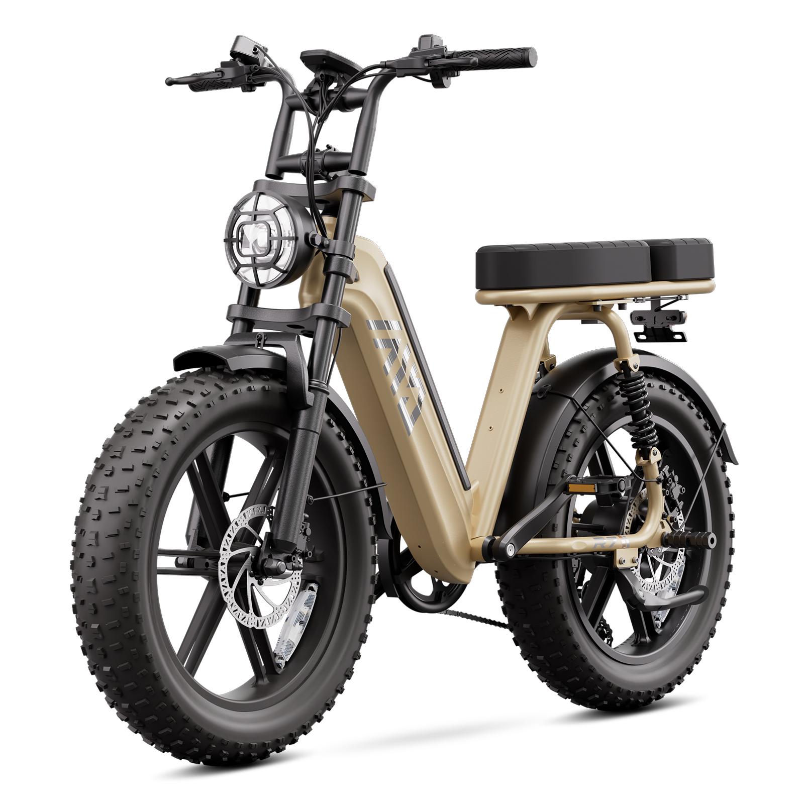 1500W Electric Bike with 20" Fat Tires | 90 N.m Torque, 28 MPH Top Speed | 48V 15AH Battery, 65KM Range, LCD Display & Bluetooth App | Black & Desert Yellow
