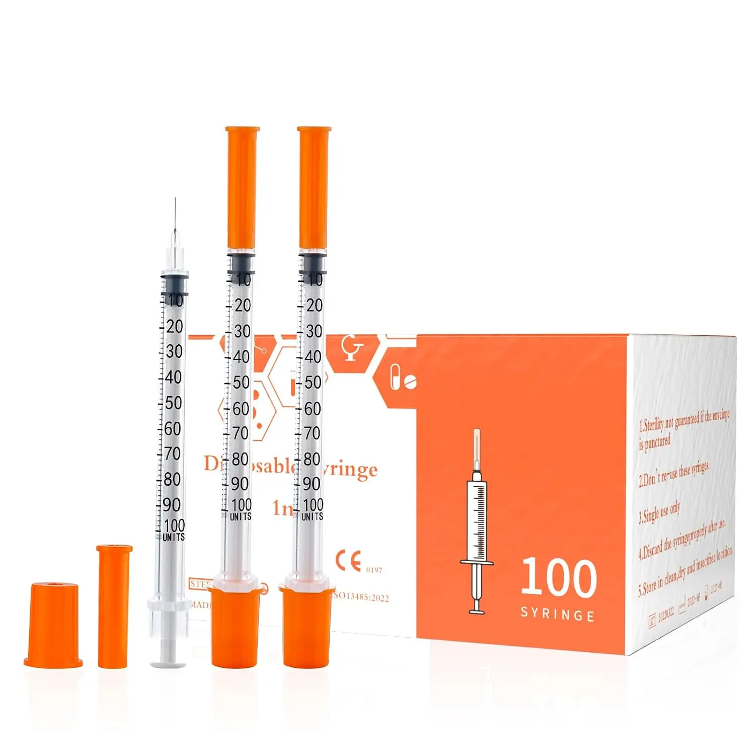 New U-100 1ml 31ga Disposable Syringe and 31G x 6 mm (1/4") Needle 100Pack New U-100 1ml 31ga Disposable Syringe and 31G x 6 mm (1/4") Needle 100Pack
