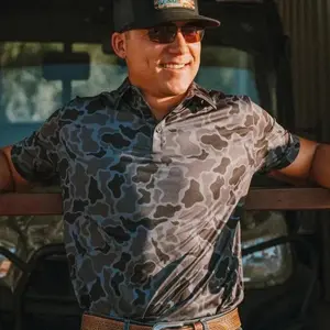 Trendy Camo Golf Polo Retro Style Flexible Perfect Fit