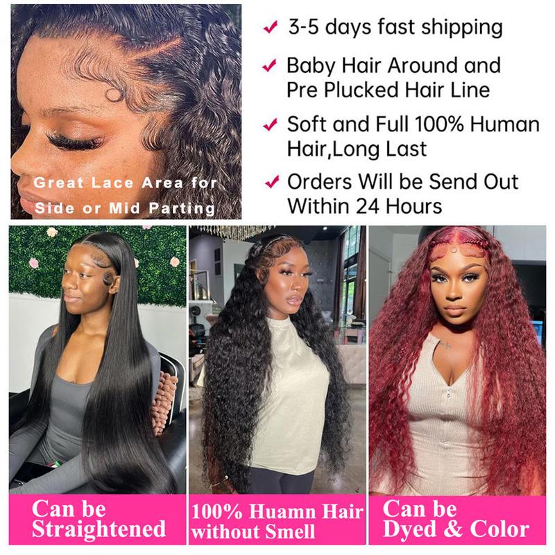 Bling Hair Water Wave 13x6 HD Lace Frontal Wig 30 32 Inch Transparent Lace Wig 13x4 13x6  Deep Wave Lace Frontal Human Hair Wigs For Women