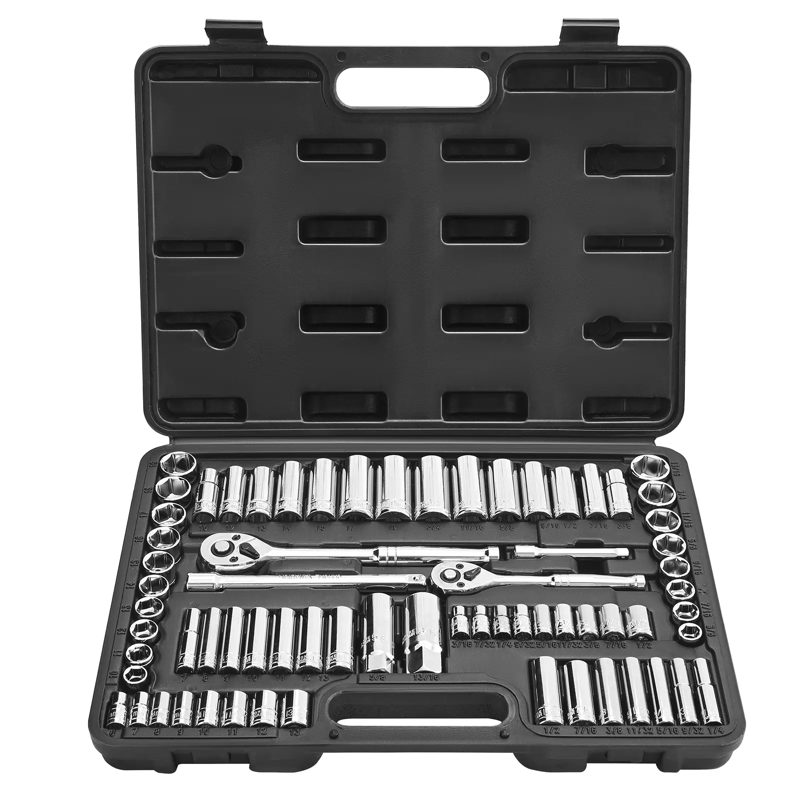 【Summerfinds】VEVOR 69-Piece Mechanic Tool Kit - 3/8 & 1/4 in Drive Socket & Ratchet SetSAE & MetricDeep & StandardCR-V Alloy Steel Tools and Gadgets with Accessories & Storage Case for Auto RepairToolkit, Toolkit, Ratchet Standard