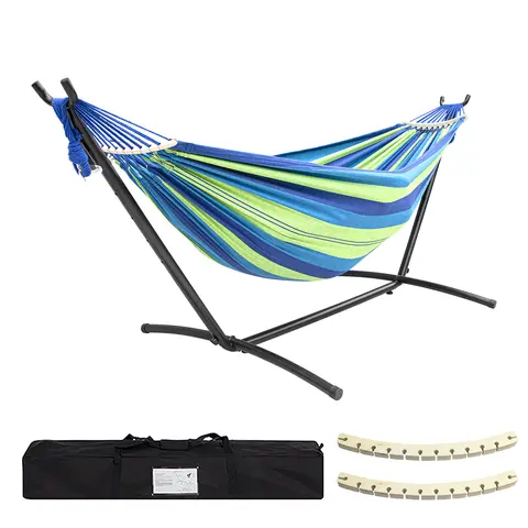 Hammock with Stand Included 450lb Capacity Steel Stand, Premium Carry Bag Included and Two Anti Roll Balance Beam