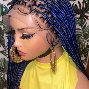 Full Lace Knotless Glueless Blue Braided Wig with Natural Look and Comfortable Fit for Everyday Wear