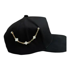 Cleef Hat Pin White with Gold Chain