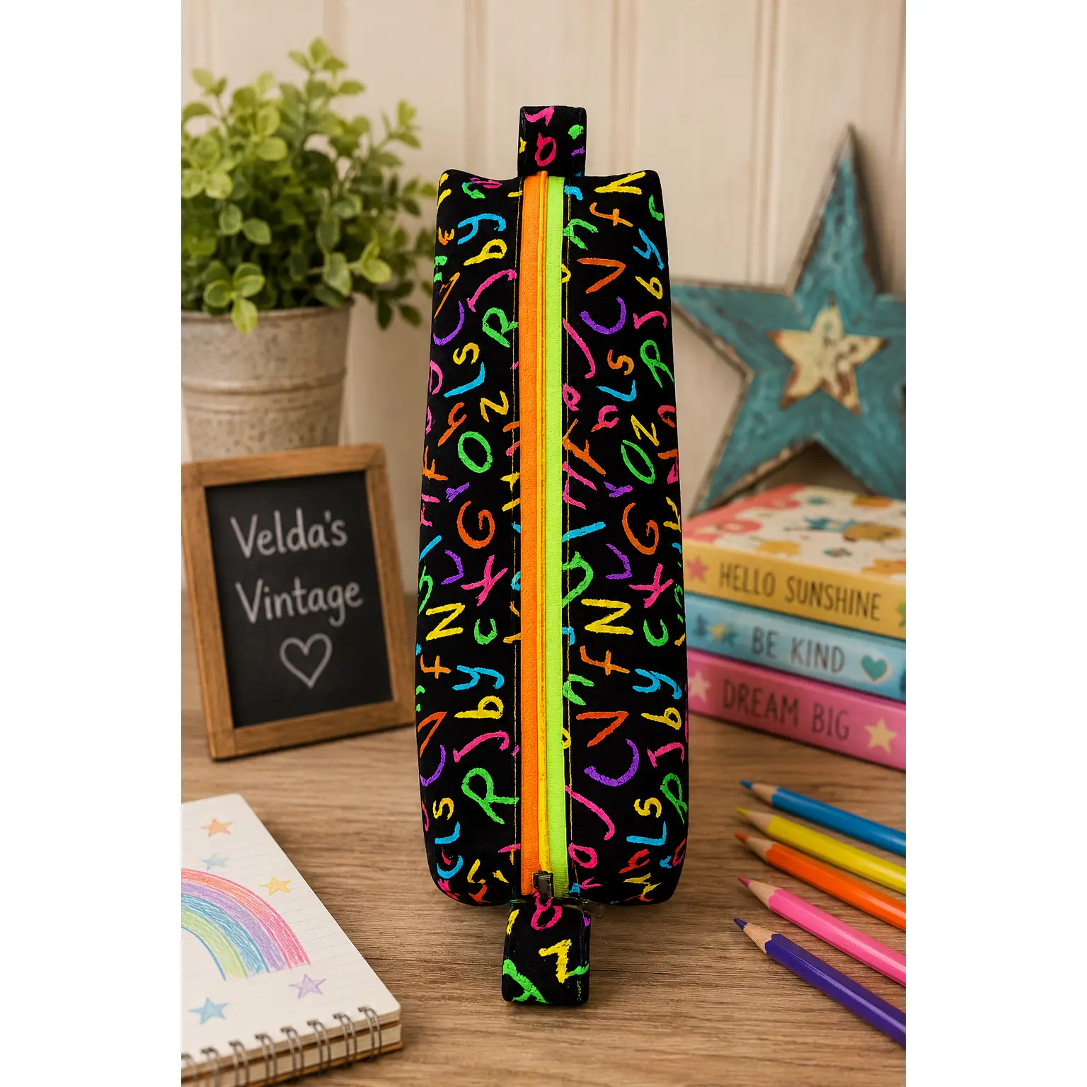 Handmade Kids Pencil Case | Colorful Zipper Pouch | School Supply Bag | OOAK Velda’s Vintage