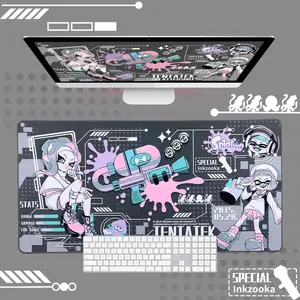 Splatoon-Inspired Gaming Mousepad - Kawaii Anime Gaming Desk Mat - Chibi Inkling Artwork - Extra Large Mouse Pad