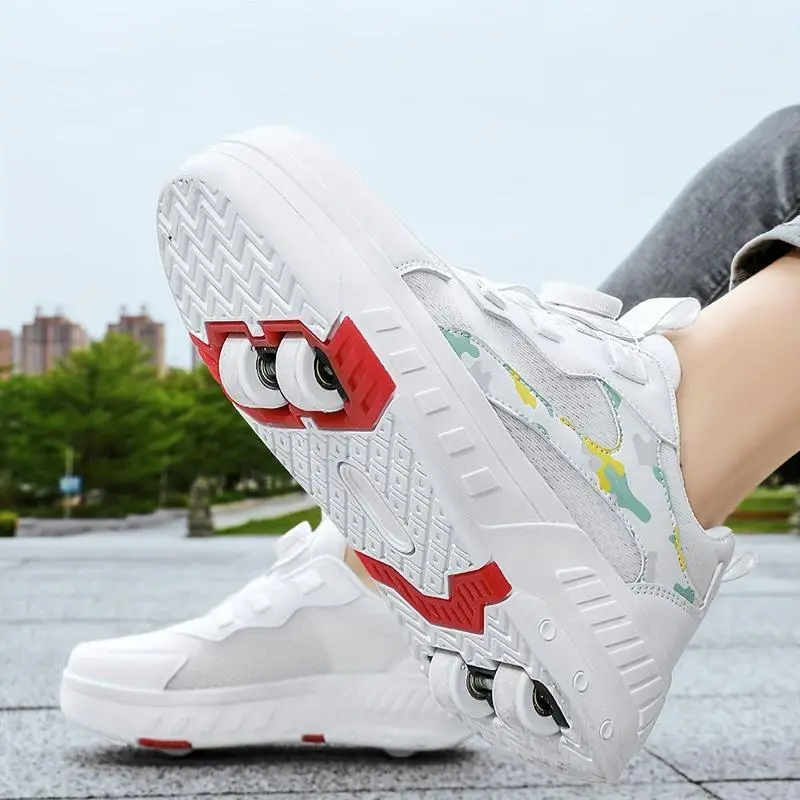 Hot Casual Cool Low Top Roller Skateboard Shoes For Boys, Breathable Lightweight Anti Slip Roller Skate Shoes For Indoor Outdoor, Spring And Autumn Hot Casual Cool Low Top Roller Skateboard Shoes For Boys, Breathable Lightweight Anti Slip Roller Skate Shoes For Indoor Outdoor, Spring And Autumn