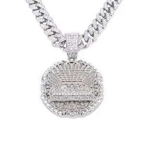 A diamond-encrusted "Last Supper" religious pendant necklace with a silver chain, suitable as a jewelry gift.