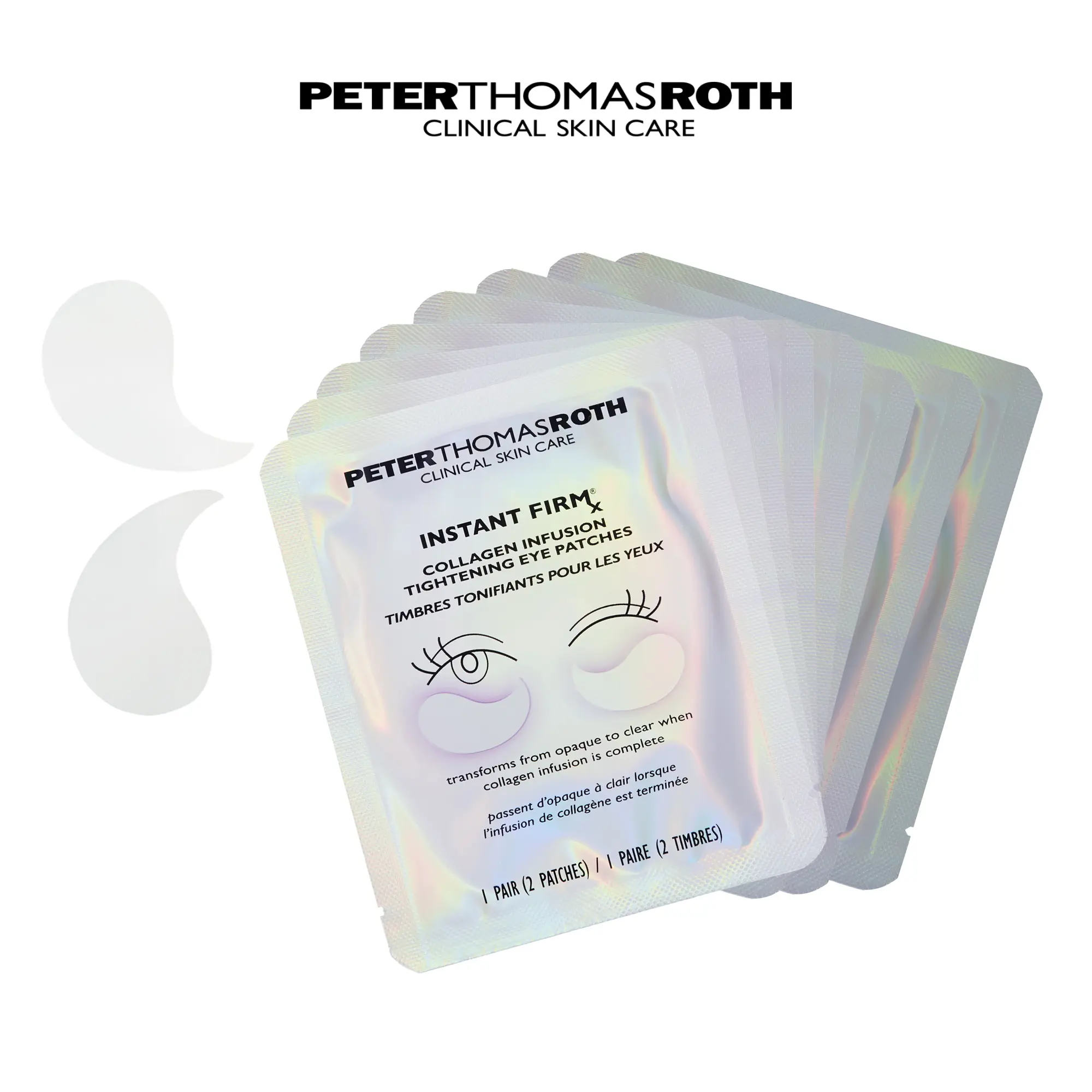 Peter Thomas Roth Instant FIRMx Collagen Infusion Tightening Eye Patches (8 Pairs), Color Changing Collagen Mask, Hydrating Gel Patches with Niacinamide & Hyaluronic Acid, Brightening, Serum