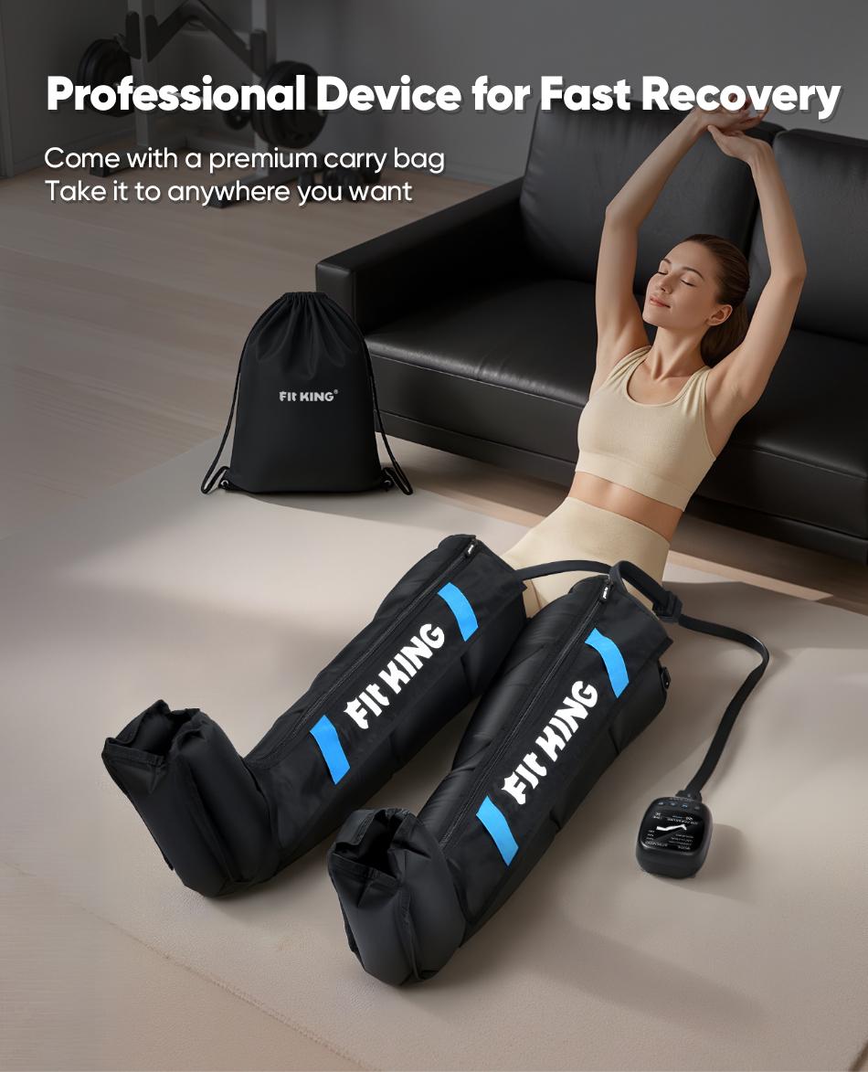 FIT KING Leg Massager Fast Recovery System, Calf & Thigh & Foot Air Massage Boots, for Faster Circulation and Better Muscle Recovery - FSA/HSA Eligible After Exercise
