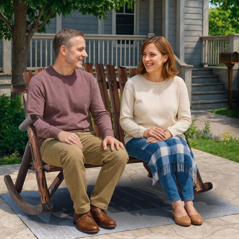 Ubesgoo 41" Rustic Wooden Wheel Bench Outdoor Bench, 2-Person Patio Bench Wagon Slatted Seat, Garden Benches for Outdoors 350lbs High Capacity, Weather Resistance