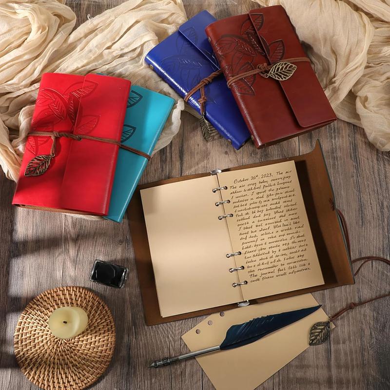 5 Pcs Refillable Journal Notebook Set, Leather Journal Bulk with Vintage Design, PU Leather Writing Diary for Women & Men, A6 Size 5 x 7 Inches, Multiple Colors for Travel & Work