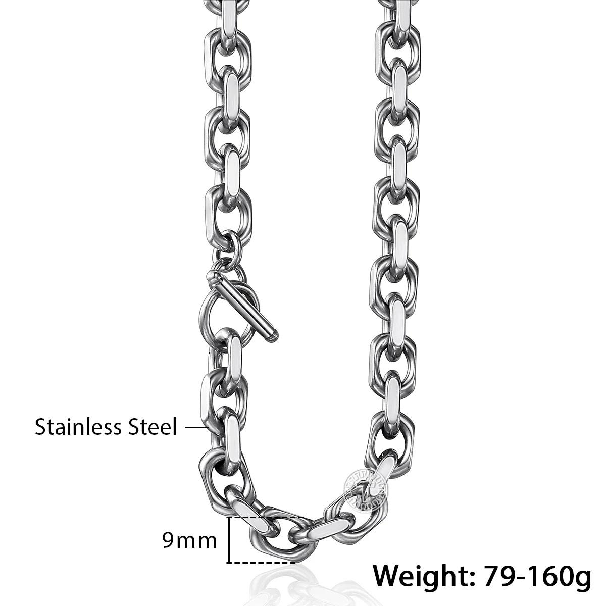 9mm Stainless Steel Necklace for Men Women Unisex Silver Color Cable Link Chain Wholesale Fashion Jewelry Toggle Clasp