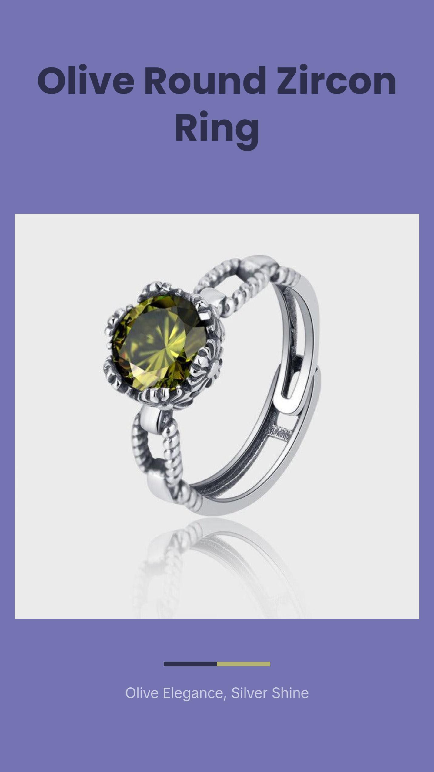 Round Olive Ring Studded With Zircon