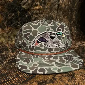 Mallard duck patch on a Jungle Camo Rope brim SnapBack Hat