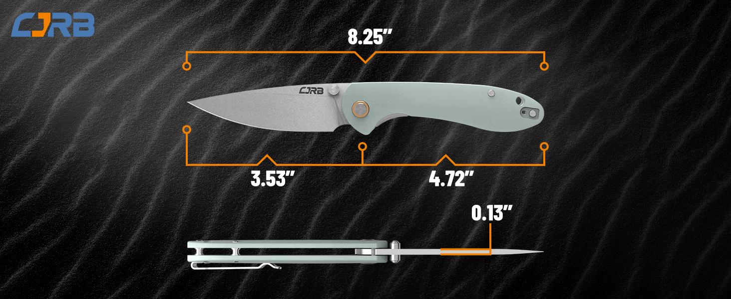 CJRB Folding Knife Feldspar Tool Knife with Stonewash D2/AR-RPM9 Steel Blade G10 Handle EDC Knife for Everyday Carry, Outdoor and FathersDayGift