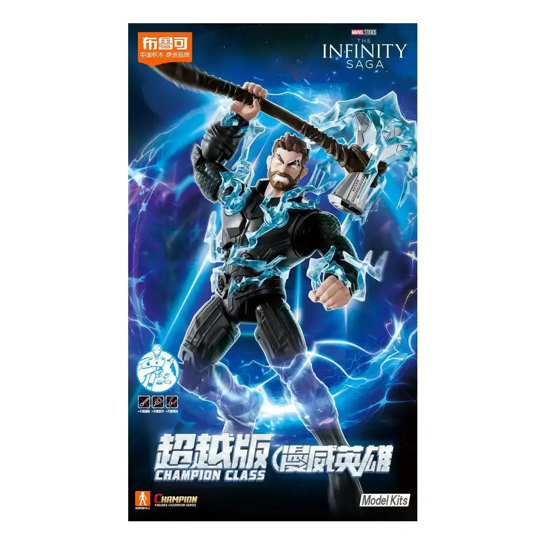 Blokees Marvel Infinity Saga Champion Class Thor Articulated Action Figure, 20+ Points of Articulation, Alternate Face Plate, Collectible Action Figures, Articulated Action Figures